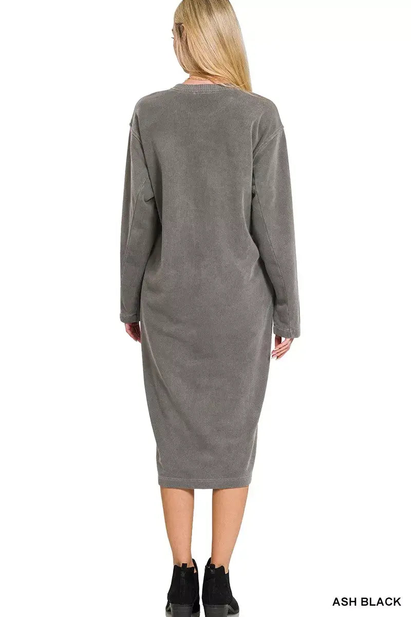 Zenana Soft Fleece Pigment Dye Sweatshirts Dress
