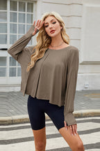 Backless Round Neck Long Sleeve T-Shirt