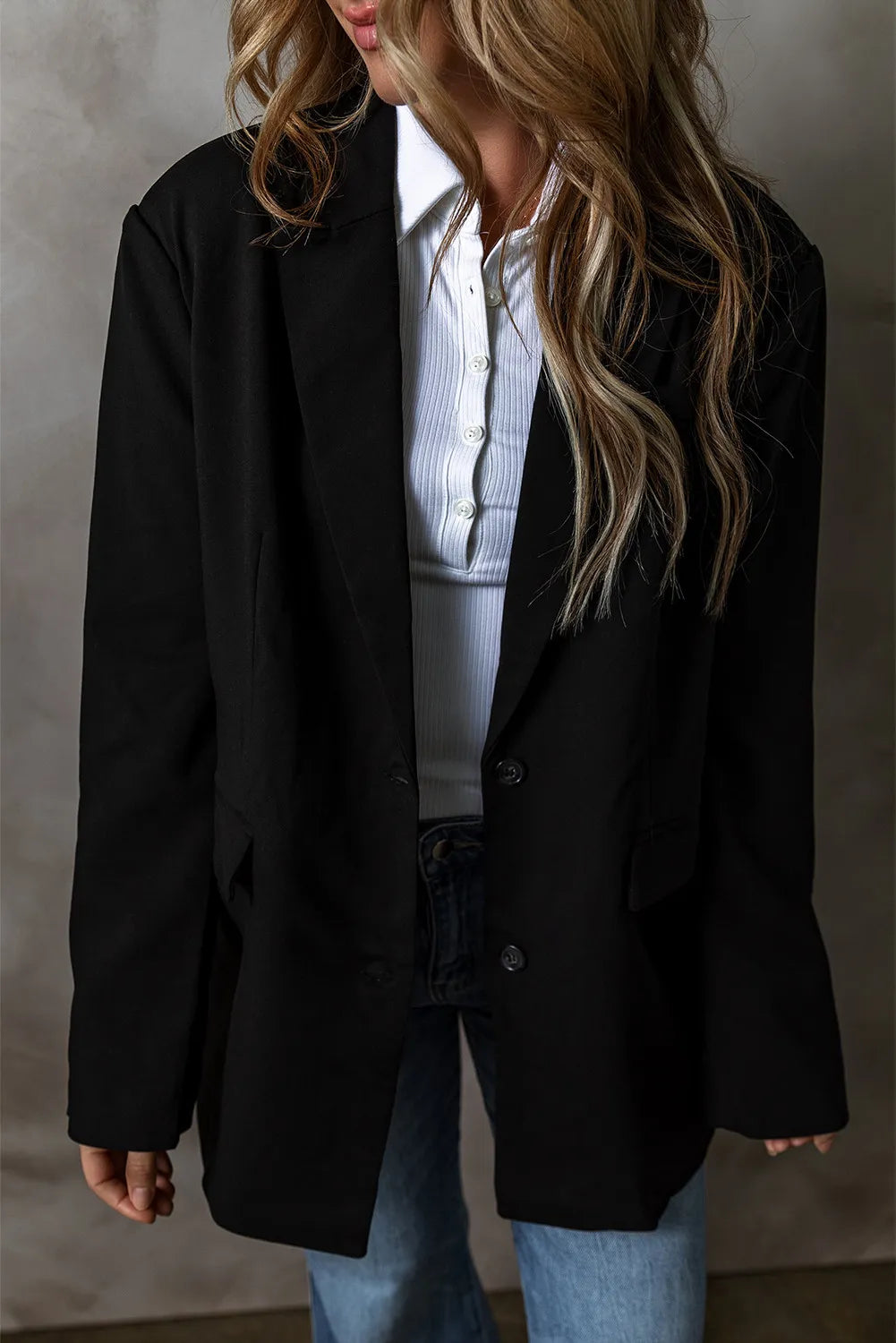 Button Up Long Sleeve Blazer Image principale du produit
