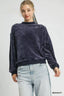 Umgee Velour Crewneck Balloon Sleeve Sweatshirt