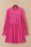 Smocked Round Neck Long Sleeve Dress