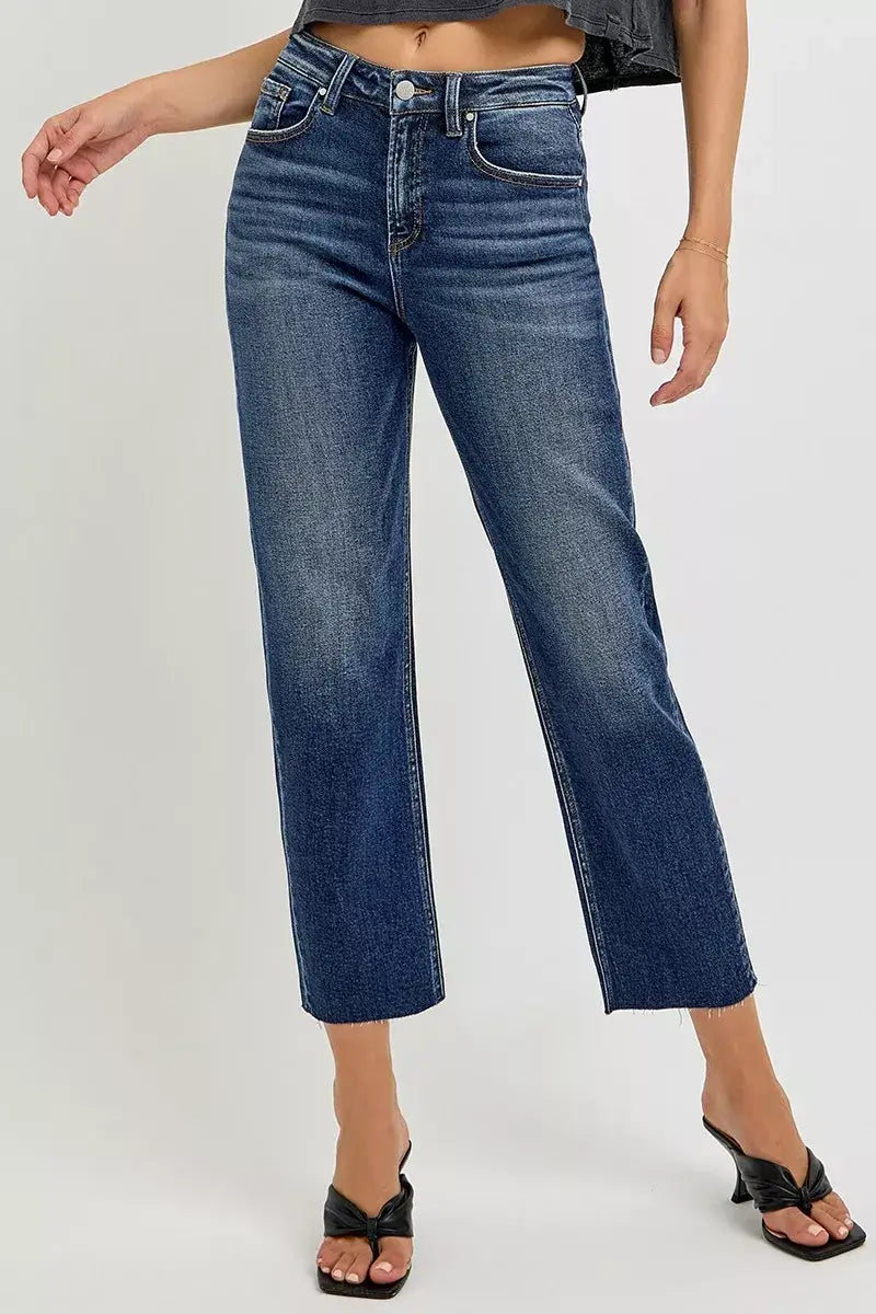 RISEN High Rise Slim Barrel Jeans