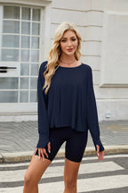 Backless Round Neck Long Sleeve T-Shirt