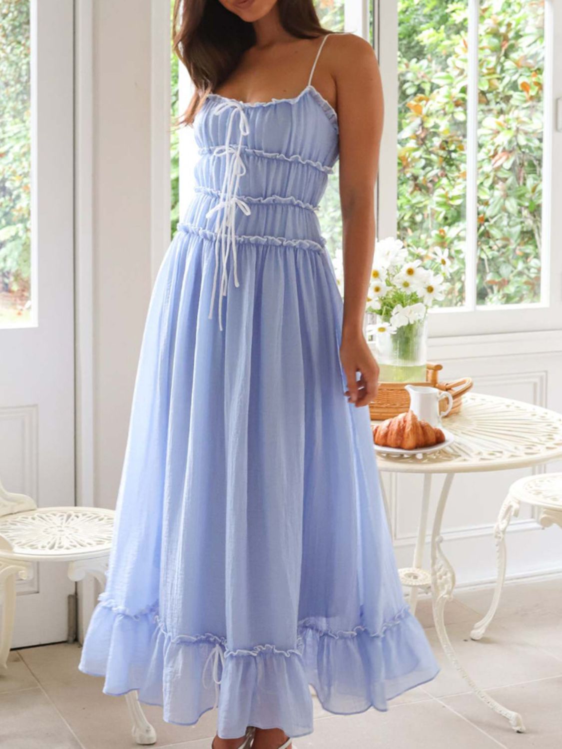 Devine Frill Ruffled Hem Midi Cami Dress - felvior
