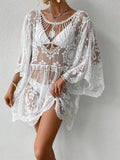 Lace Round Neck Cover-Up - felvior