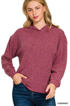 Zenana Ribbed Long Sleeve Hoodie