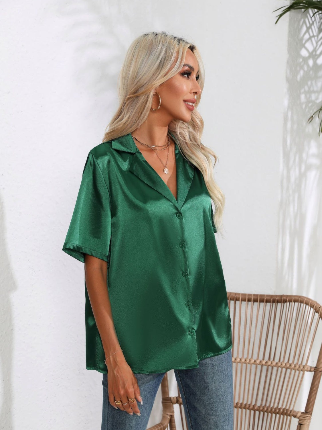 Button Down Short Sleeve Shirt - felvior