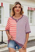 Striped Round Neck Half Sleeve T-Shirt