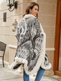 Printed Open Front Poncho - felvior