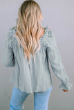 Frill Trim Flounce Sleeve Blouse - felvior
