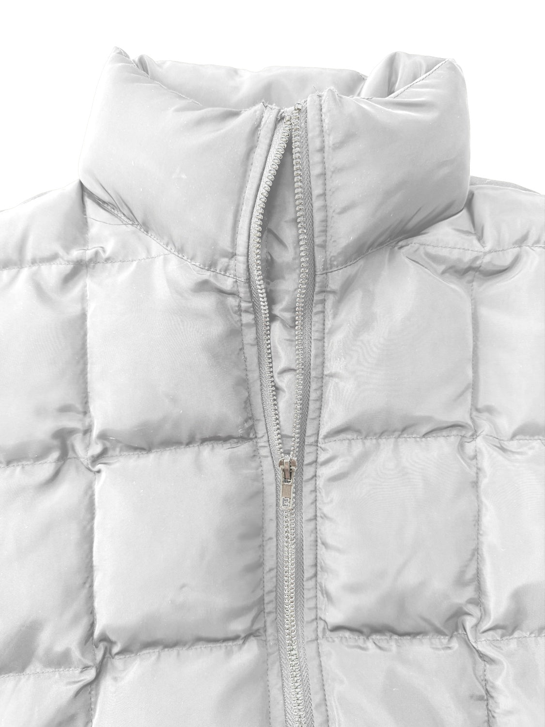 Pocketed Plaid Quilted Zip Up Winter Coat - felvior