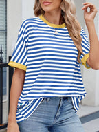 Striped Round Neck Half Sleeve T-Shirt