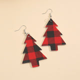 Christmas Tree PU Leather Dangle Earrings - felvior