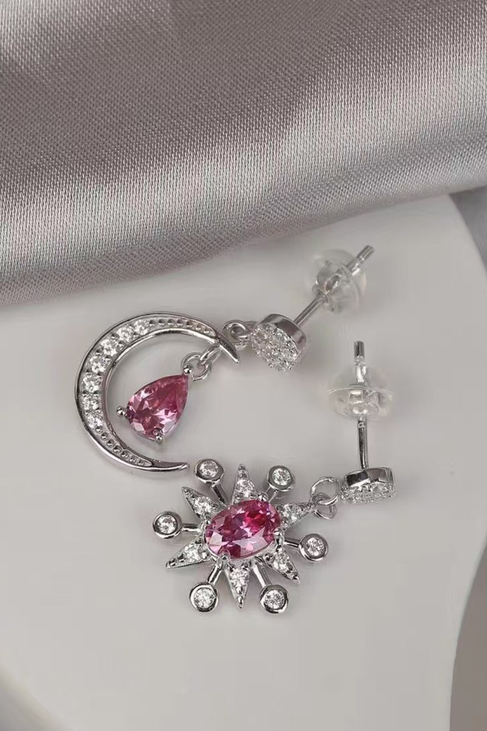 1 Carat Moissanite 925 Sterling Silver Moon & Star Earrings - felvior