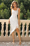 Fringed Asymmetrical Hem Dress - felvior