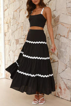 Contrast Trim Cami and Maxi Skirt Set