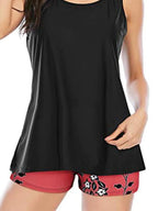 Cutout Printed Round Neck Three-Piece Swim Set