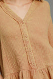 Umgee Full Size Mineral Washed Cotton Gauze Top Plus Size