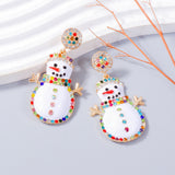 Alloy Rhinestone Snowman Earrings - felvior