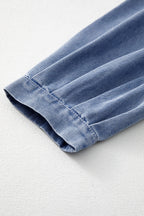 Bow Tie Long Sleeve Denim Top