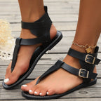 Double Buckle Toe Post Flats Sandals