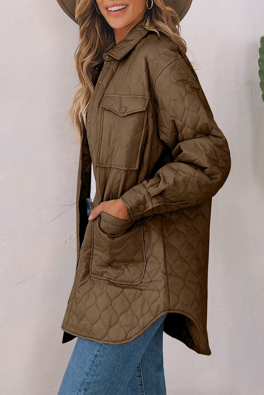 Snap Down Collared Winter Coat - felvior
