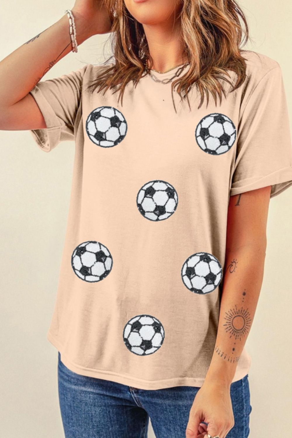 Football Round Neck Short Sleeve T Shirt