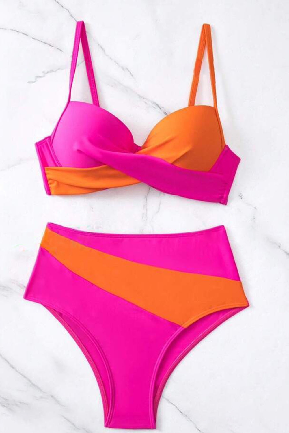 Contrast Sweetheart Neck Bikini Set - felvior