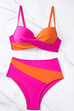 Contrast Sweetheart Neck Bikini Set - felvior
