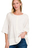 Zenana Ribbed Boat Neck 3/4 Sleeve Top