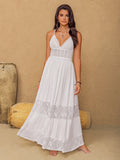 Lace Detail Crochet Tiered Maxi Cami Dress - felvior
