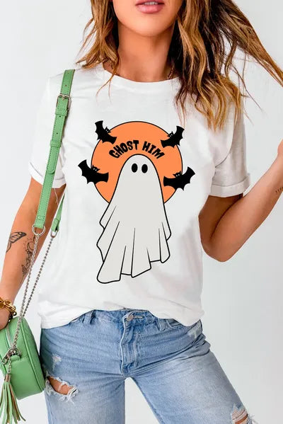 Full Size Ghost Round Neck Short Sleeve T-Shirt - felvior