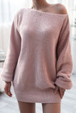 Boat Neck Long Sleeve Mini Sweater Dress - felvior
