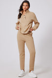 Half Snap Turtleneck Top and Pants Active Set - felvior
