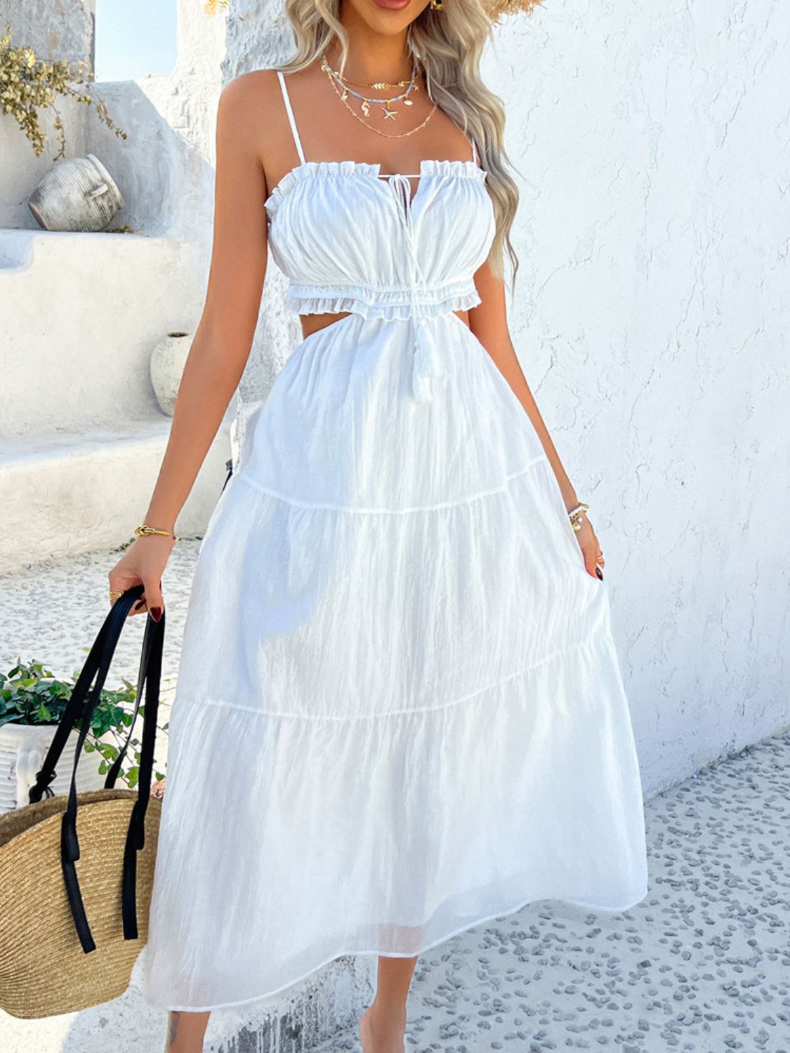 Devine Tie Back Cami Midi Dress - felvior