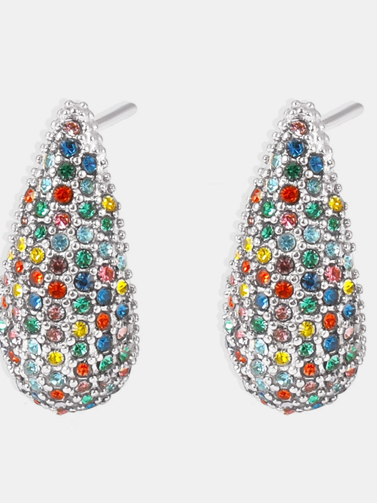 Stainless Steel Inlaid Zircon Teardrop Earrings - felvior