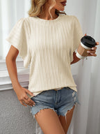Textured Round Neck Short Sleeve Top