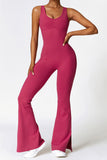 Basic Bae Sleeveless Bootcut Slit Active Jumpsuit - felvior