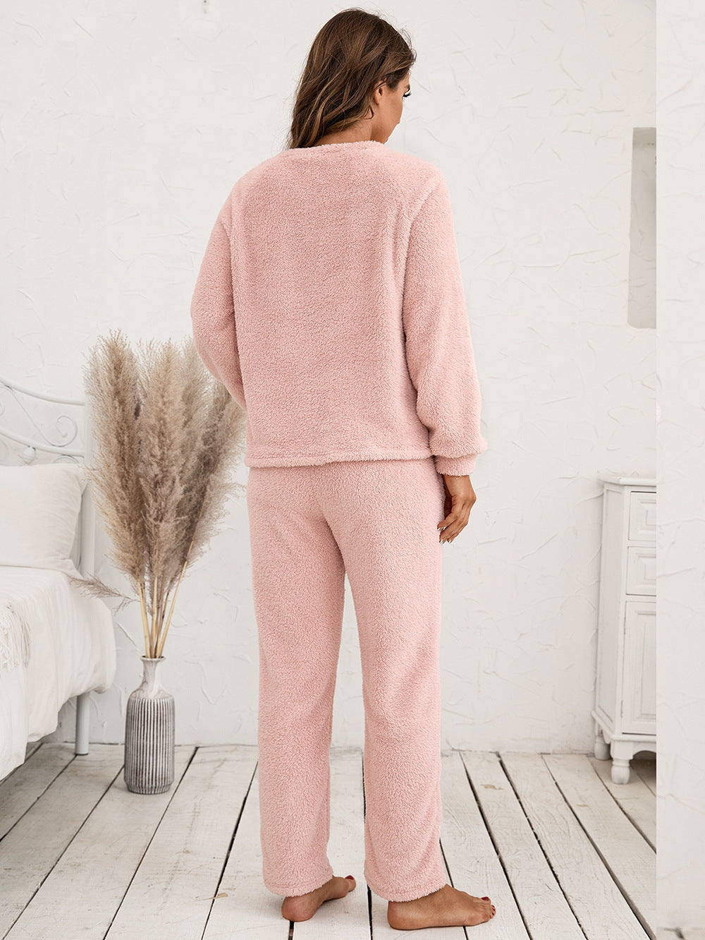 Ivy Lane Teddy Long Sleeve Top and Pants Lounge Set Secondary image