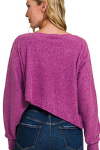 Zenana Ribbed Asymmetric Hem and Sleeve Top & Skirt Set