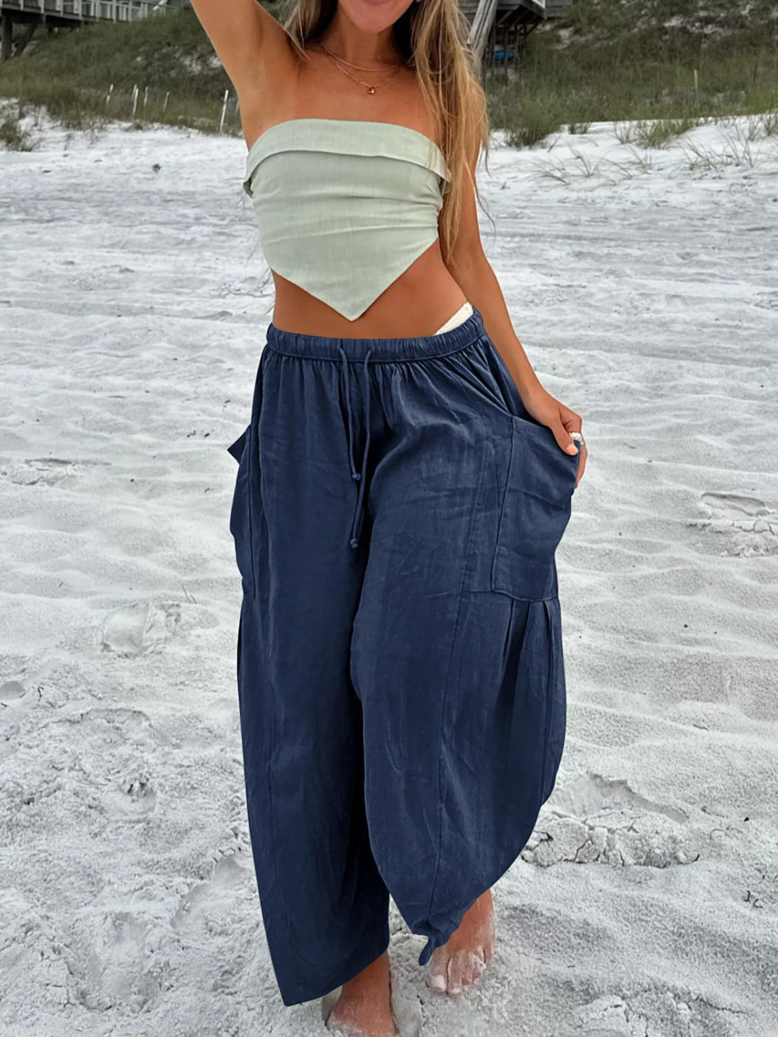 Full Size Drawstring Pants with Pockets Plus Size