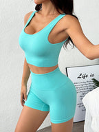 Scoop Neck Wide Strap Tank and Shorts Active Set