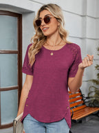 Round Neck Lace Short Sleeve T-Shirt