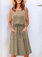 Full Size Round Neck Sleeveless Tank Dress Plus Size