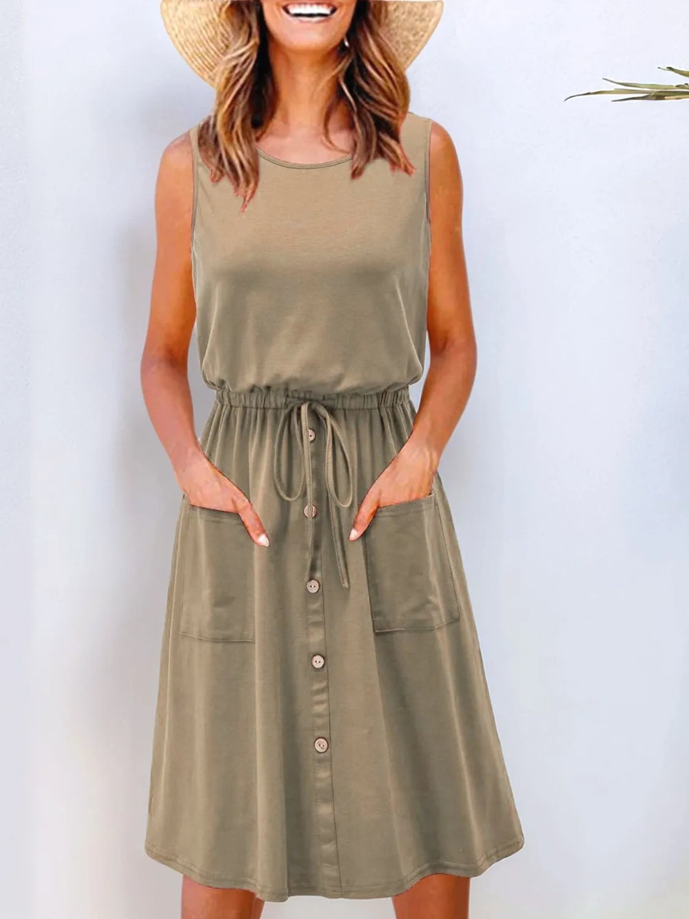 Full Size Round Neck Sleeveless Tank Dress Plus Size