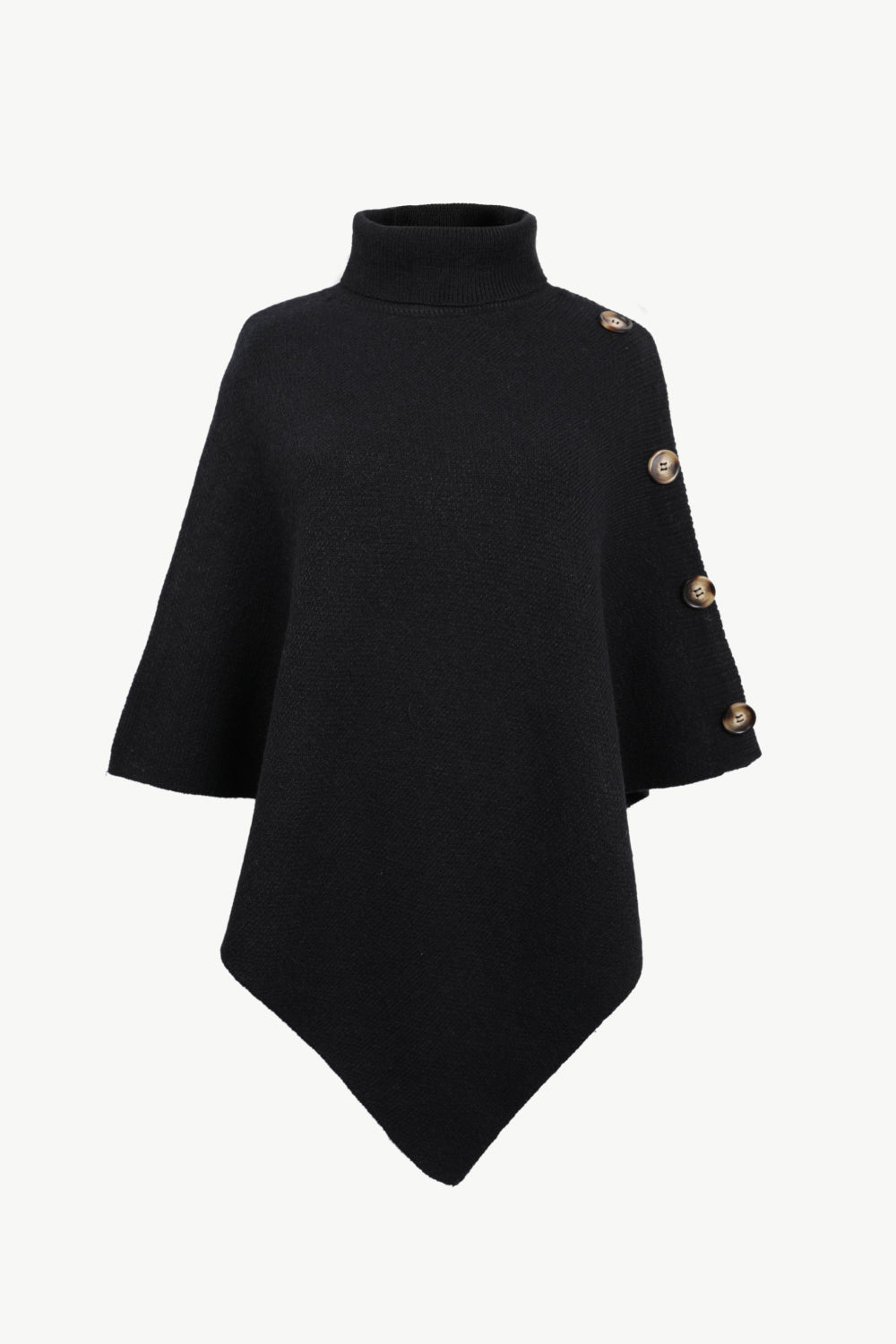 Turtleneck Buttoned Poncho - felvior