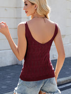 Eyelet Scoop Neck Knit Tank