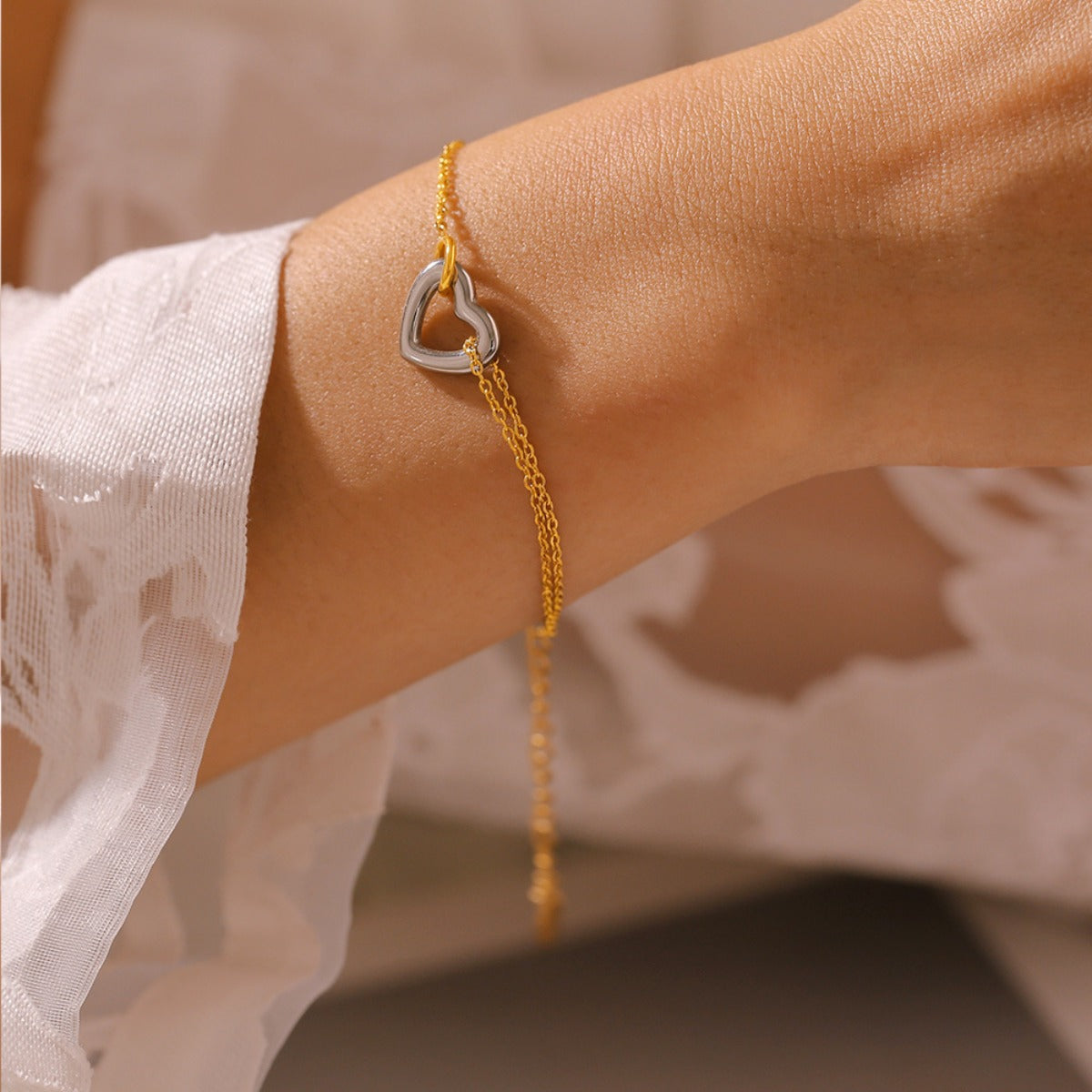 18K Gold-Plated Heart Bracelet - felvior