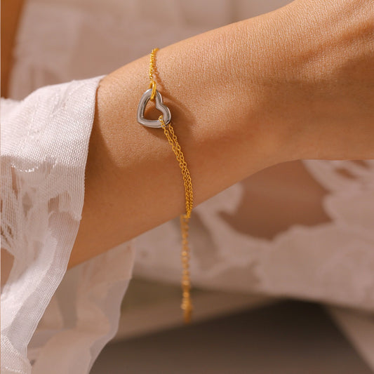 18K Gold-Plated Heart Bracelet - felvior