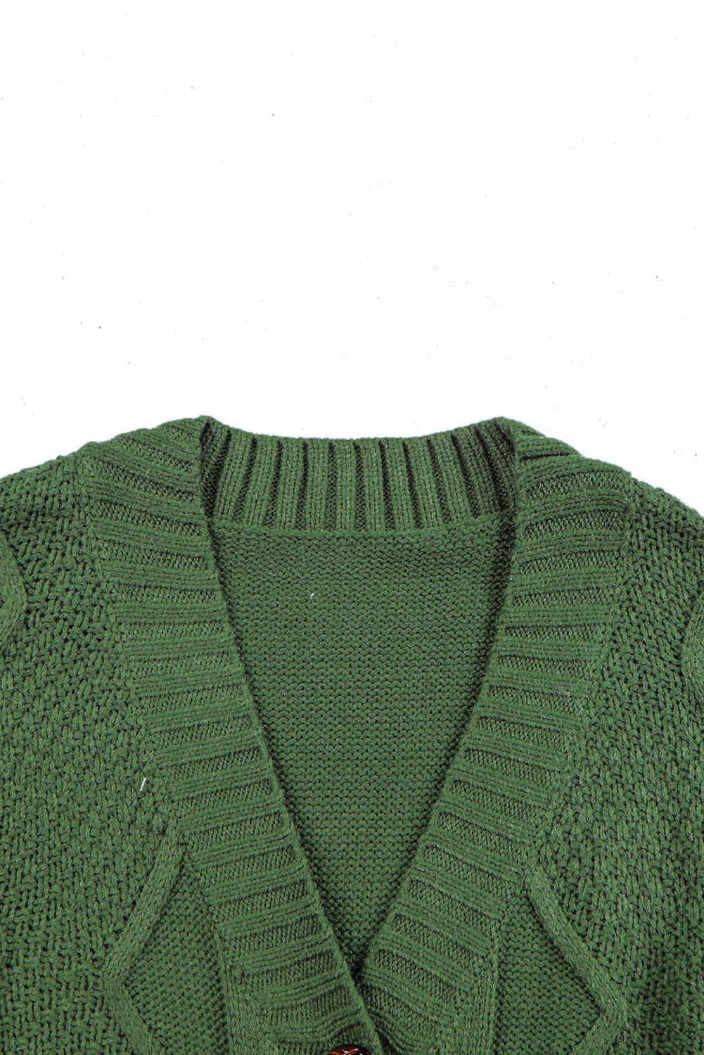 Cable-Knit Button Down V-Neck Cardigan - felvior
